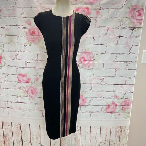 RACHEL Rachel Roy Dresses & Skirts - 🔥5/25 sale🔥Rachel Rachel Roy black vertical stripe panel cap sleeve midi dress